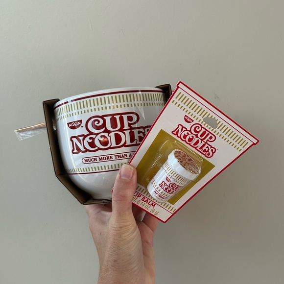 Dining Nwt Ramen Cup Of Noodles Bowl With Chopsticks Lip Balm Set Poshmark